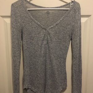 Light Grey Buttoned Long-Sleeved Sweater